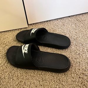 Men’s Nike slides. Black with white Nike. Size 14